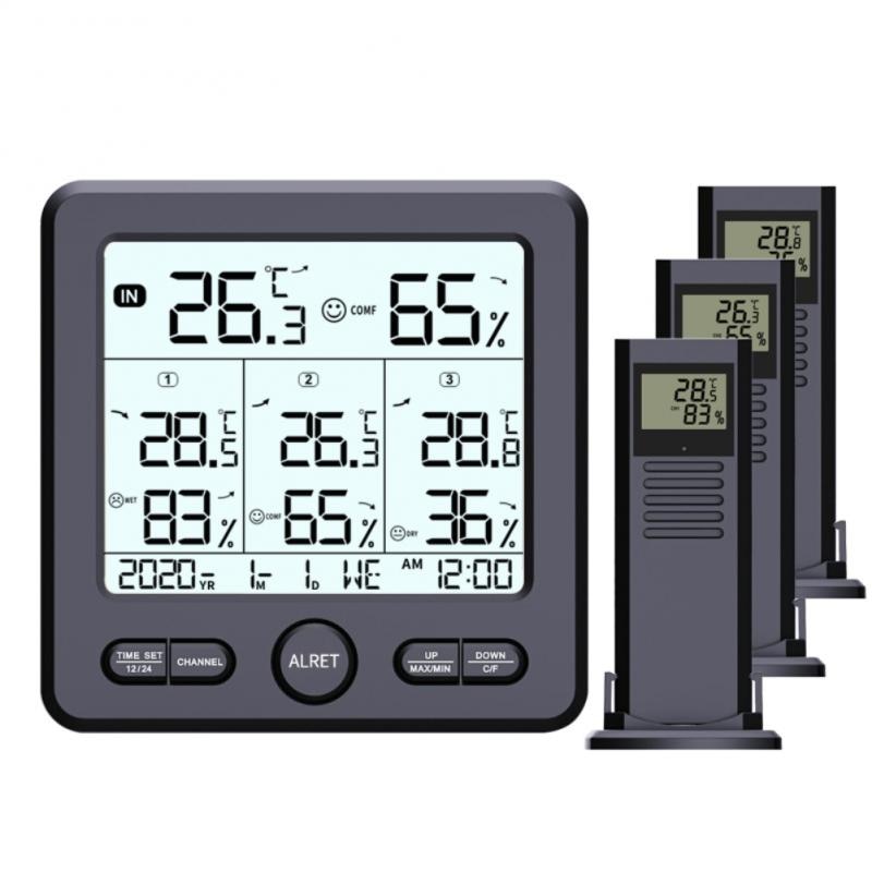 Weather Station Indoor/Outdoor Wireless Sensors Digital Thermometer Hygrometer