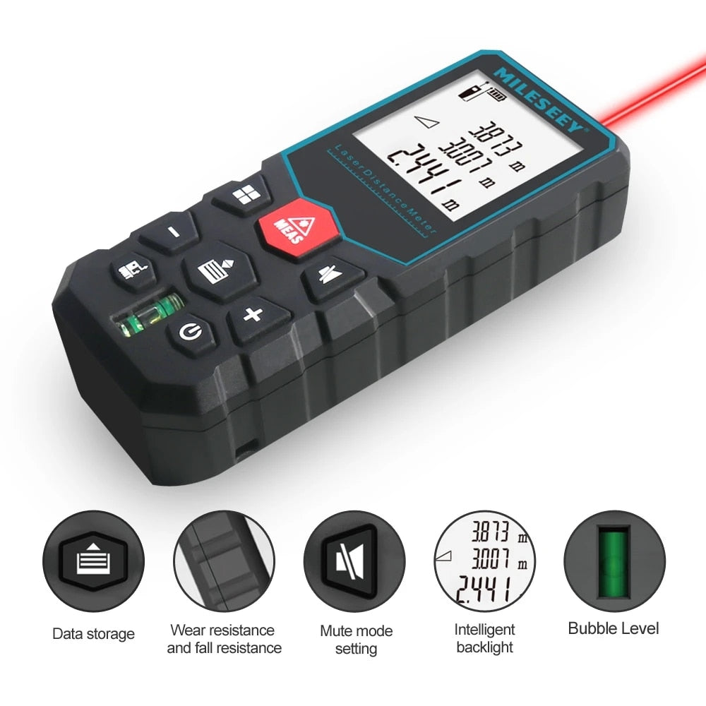 Mileseey Laser Distance Meter Electronic Roulette Digital Tape Rangefinder