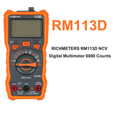 Load image into Gallery viewer, RICHMETERS Multimeter RM113D Multimetro Tester Digital Multimeter 6000 Counts Auto Ranging AC/DC Voltage Temperature Measuring
