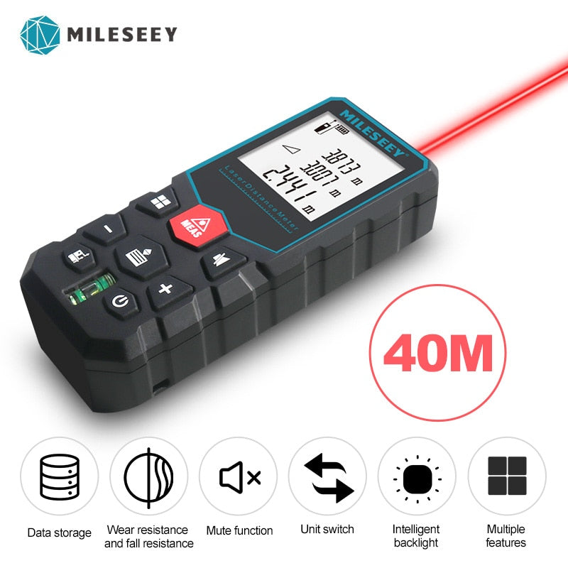 Mileseey Laser Distance Meter Electronic Roulette Laser Digital Tape Rangefinder