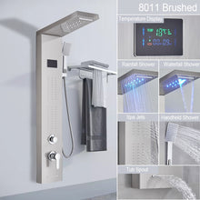 Load image into Gallery viewer, LED Light Shower Panel Waterfall Rain Digital Display Shower Faucet Set SPA Massage Jet Bathroom Column Mixer Tap
