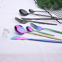 Load image into Gallery viewer, 24pcs Black Western Dinnerware Set Stainless Steel Cutlery Set Fork Knife Spoon Tableware Set Flatware Set Silverware Set
