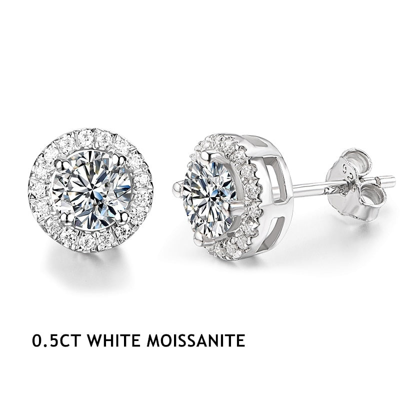 Round Cut 3.0CT Diamond Test Passed Moissanite Rhodium Plated 925 Silver D Color Moissanite Earrings