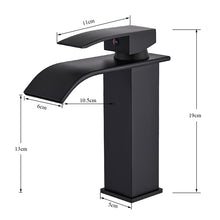 Load image into Gallery viewer, Rozin Matte Black Basin Faucet Deck Mounted Single Lever Bathroom Crane Waterfall Brass Bathroom Tap Hot Cold Water Mixer Taps
