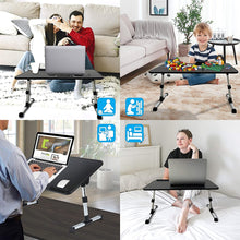 Load image into Gallery viewer, Portable Folding Laptop Stand Holder Study Table Desk Cooling Fan Foldable Computer Desk for Bed Sofa Tea Serving Table Stand
