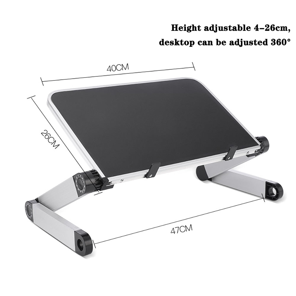 Adjustable Laptop Desk Stand Portable Aluminum Ergonomic Lapdesk For TV Bed Sofa PC Notebook  With Mouse Pad
