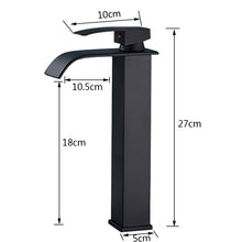 Load image into Gallery viewer, Rozin Matte Black Basin Faucet Deck Mounted Single Lever Bathroom Crane Waterfall Brass Bathroom Tap Hot Cold Water Mixer Taps
