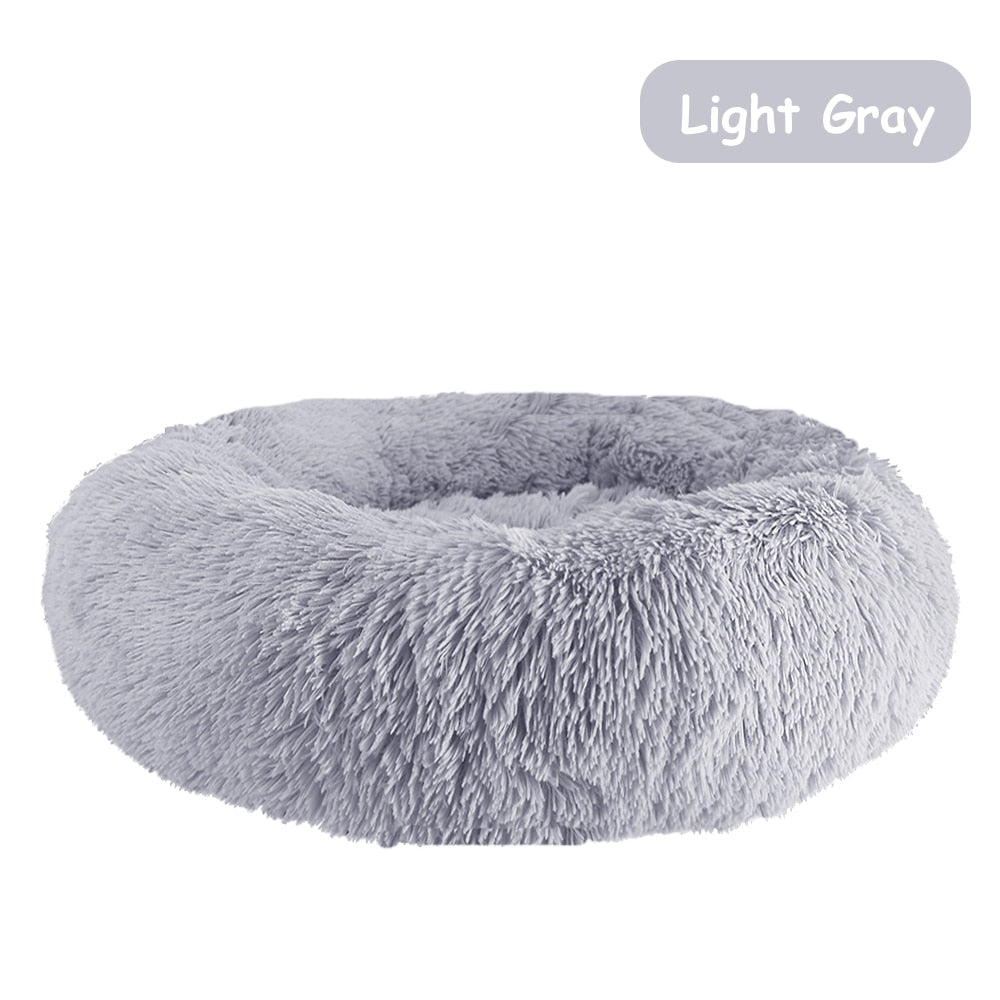 Donut Dog Bed Warm Soft Long Plush Pet bed For Samll Large Dog House Cat Calming Beds Washable Winter Kennel Sofa Cushion Mat