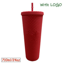 Load image into Gallery viewer, 1PC Diamond Radiant Goddess Cup With LOGO 710ml Summer Cold Water Cup Double Layer Plastic Durian Coffee Mug
