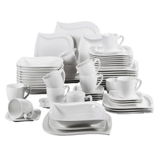 Load image into Gallery viewer, MALACASA 30/60 Piece White Porcelain Dinner Set with Cups Saucers Dessert Soup Dinner Plates Tableware Service for 6/12
