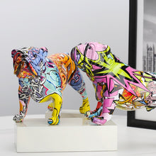 Load image into Gallery viewer, creative Colorful English bulldog figurines Modern Graffiti art home decorations Room Bookshelf TV Cabinet decor.
