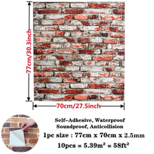 Load image into Gallery viewer, 10pcs 3D Brick Wall Sticker DIY Wallpaper for Living Room Bedroom TV Wall Waterproof Self-Adhesive Foam Plastic Wall Stickers
