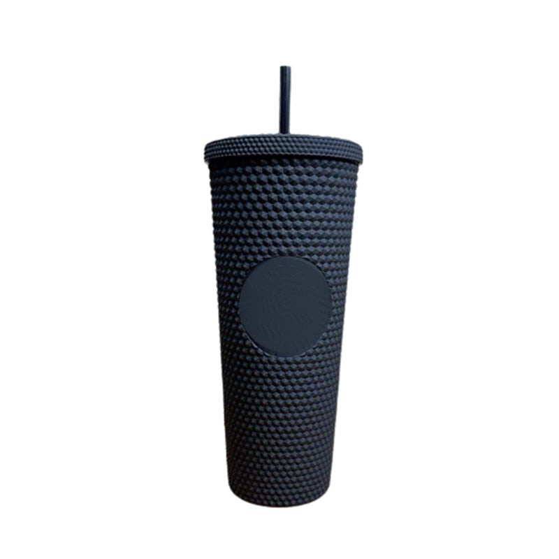 710ml / 473ml Diamond Radiant Durian Cup with Straw with Logo Double-Layer Reusable AS Material Tumbler Coffee Cup