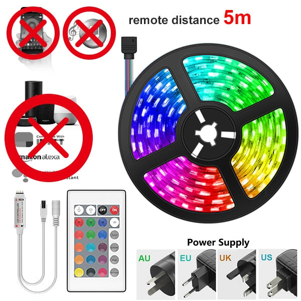 5M-30M WIFI LED Strip Lights Bluetooth 10MRGB Led light 5050 SMD Flexible 25M Waterproof 2835 Tape Diode DC WIFI Control+Adapter