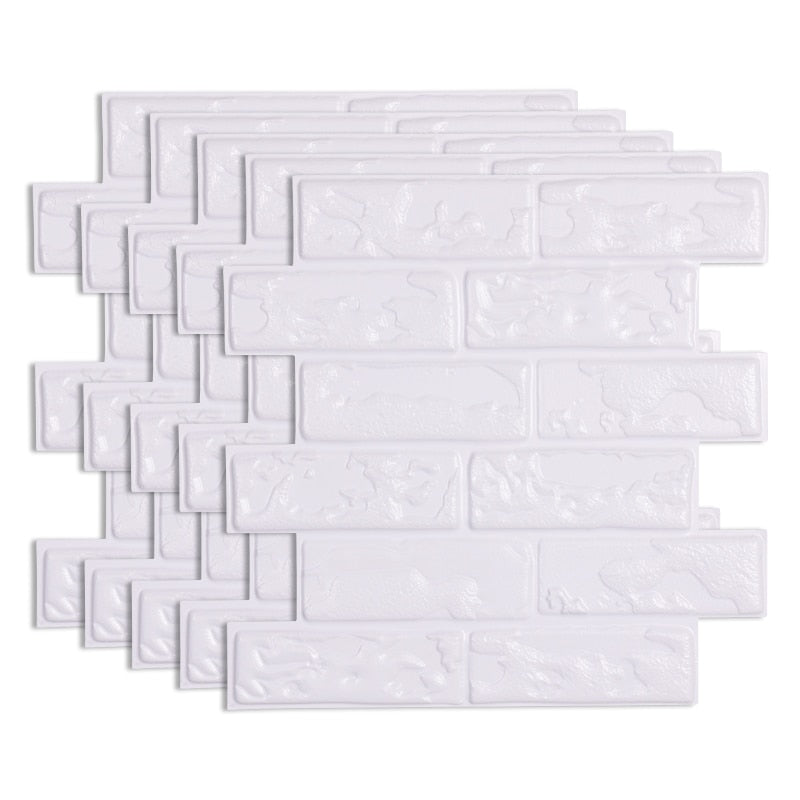 12pcs 3D Brick Wall Sticker Self-Adhesive PVC Wallpaper for Bedroom Waterproof Oil-proof Kitchen Stickers DIY Decor