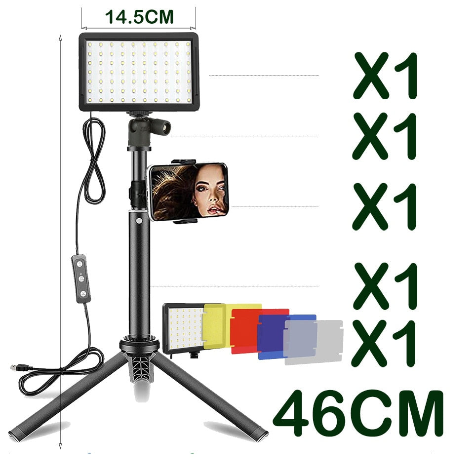 LED Photography Video Light Panel Lighting Photo Studio Lamp Kit For Shoot Live Streaming Youbube With Tripod Stand RGB Filters