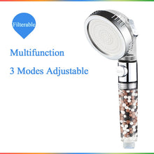 Load image into Gallery viewer, ZhangJi Bathroom 3-Function SPA Shower Head with Switch Stop Button high Pressure Anion Filter Bath Head Water Saving Shower
