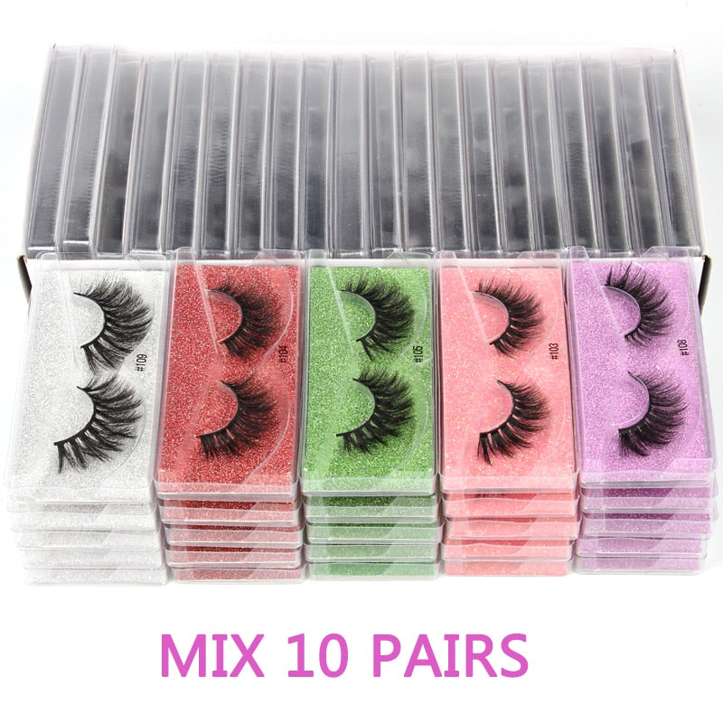 Mink Eyelashes 10/30/50/100pcs 3d Mink Lashes Natural false Eyelashes messy fake Eyelashes Makeup False Lashes In Bulk
