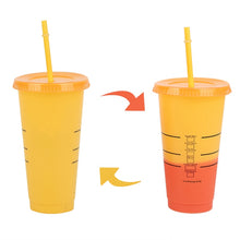 Load image into Gallery viewer, 700ml Reusable Color Change Flash Shiny Coffee Cups Plastic Tumbler With Lid Plastic Cup With Logo Coffee mug For Coffee shop
