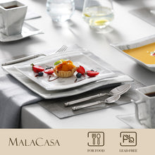 Load image into Gallery viewer, MALACASA FLORA 30/60PCS Marble Porcelain Dinnerware Set with 12*Dinner Plate,Dessert Plate,Soup Plate,Cups&amp;Saucers
