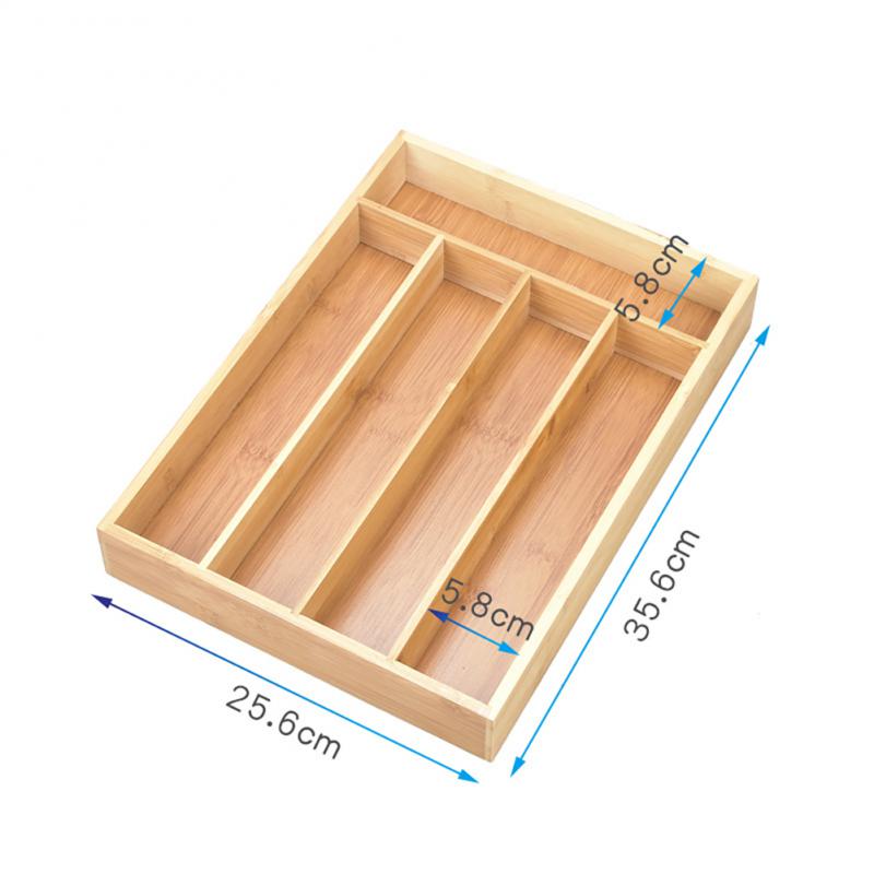 Kitchen Bamboo Cutlery Tray Storage Box Retractable Tableware Storage Drawers Kitchen Jewelry Tools Drawer Organizer
