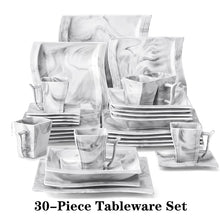 Load image into Gallery viewer, MALACASA FLORA 30/60PCS Marble Porcelain Dinnerware Set with 12*Dinner Plate,Dessert Plate,Soup Plate,Cups&amp;Saucers
