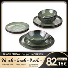 Load image into Gallery viewer, VANCASSO Starry 12/24/36-Piece Dinner Set Vintage Look Ceramic Green Stoneware Tableware Set with Dinner,Dessert Plate,Bowl
