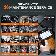 Load image into Gallery viewer, FOXWELL NT650 Elite OBD2 Automotive Scanner ABS A/F TPMS BRT DPF 26 Reset Professional OBD Auto Car Diagnostic Tool
