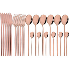 Load image into Gallery viewer, Mirror 24 Pcs Gold Cutlery Sets Kitchen Tableware Stainless Steel Knife Forks Spoons Silverware Home Flatware Set
