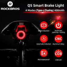Load image into Gallery viewer, ROCKBROS Bicycle Smart Auto Brake Sensing Light IPx6 Waterproof LED Charging Cycling Taillight Bike Rear Light Accessories Q5
