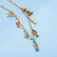 Load image into Gallery viewer, WealthyBoo Boho Enamel Marine Life Charms Pendant Necklace Chic Mermaid Tassel Conch Dangle Choker Ocean Beauty Accessories
