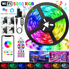 Load image into Gallery viewer, 5M-30M WIFI LED Strip Lights Bluetooth 10MRGB Led light 5050 SMD Flexible 25M Waterproof 2835 Tape Diode DC WIFI Control+Adapter
