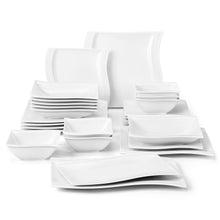 Load image into Gallery viewer, MALACASA Flora 26-Piece Porcelain Dinner Set with Bowls Dessert Soup Dinner Plates Rectangular Plates Set Service for 6 Person
