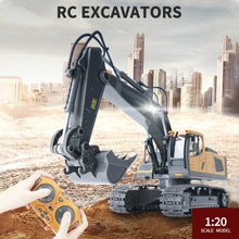 Load image into Gallery viewer, RC Excavator/Bulldozer 1/20 2.4GHz 11CH RC Construction Truck Engineering Vehicles Educational Toys for Kids with Light Music
