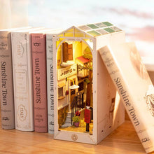 Load image into Gallery viewer, Robotime Rolife DIY Book Nook Japanese Sakura Densya Shelf Insert Wooden Miniature Dollhouse with Furniture Kits
