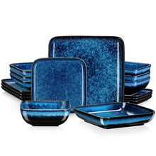 Load image into Gallery viewer, Vancasso Stern Dinner Set Blue Square Kiln Change Glaze Tableware 16 Pieces Kitchen Dinnerware Ceramic Crockery Set for 4 Person
