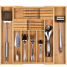 Load image into Gallery viewer, Kitchen Bamboo Cutlery Tray Storage Box Retractable Tableware Storage Drawers Kitchen Jewelry Tools Drawer Organizer
