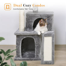 Load image into Gallery viewer, Cat Tree Luxury Cat Towers with Double Condos Spacious Perch Cat Hammock Fully Wrapped Scratching Sisal Post and Dangling Balls
