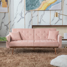 Load image into Gallery viewer, Accent Sofa, Mid Century Modern Velvet Fabric Couch,Convertible Futon Sofa Bed Recliner Couch with Gold Metal Feet
