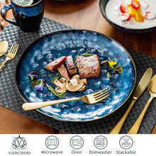 Load image into Gallery viewer, VANCASSO 16/32/48-Piece Starry Blue Dinner Set,Kiln Change Glaze Tableware Dinner Set with Dinner Plate,Dessert Plate,Bowl,Mug
