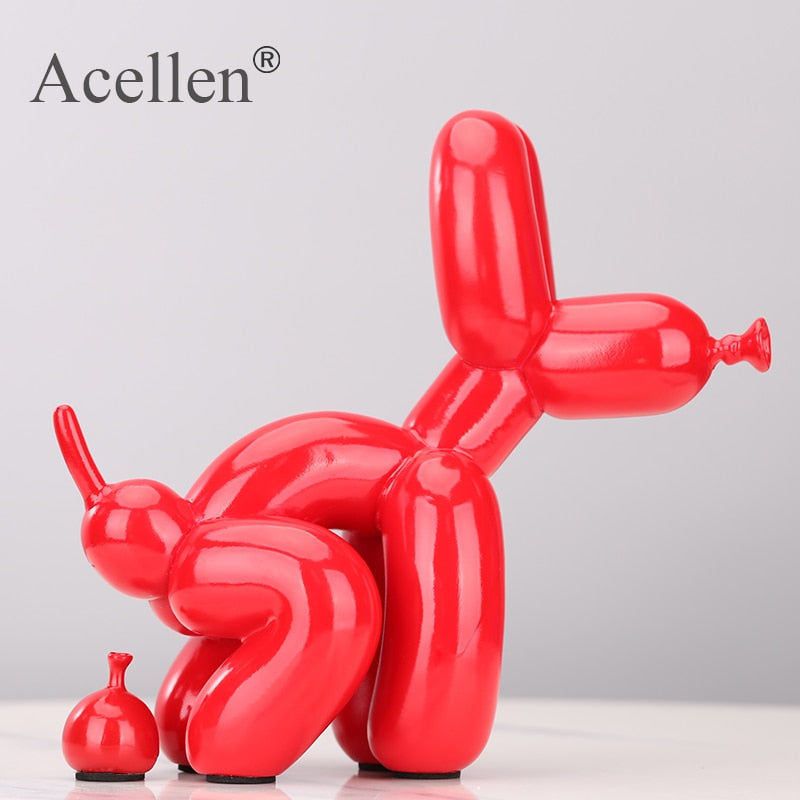 Animals Figurine Resin Cute Squat Poop Balloon Dog Shape Statue Art Sculpture Figurine Craftwork