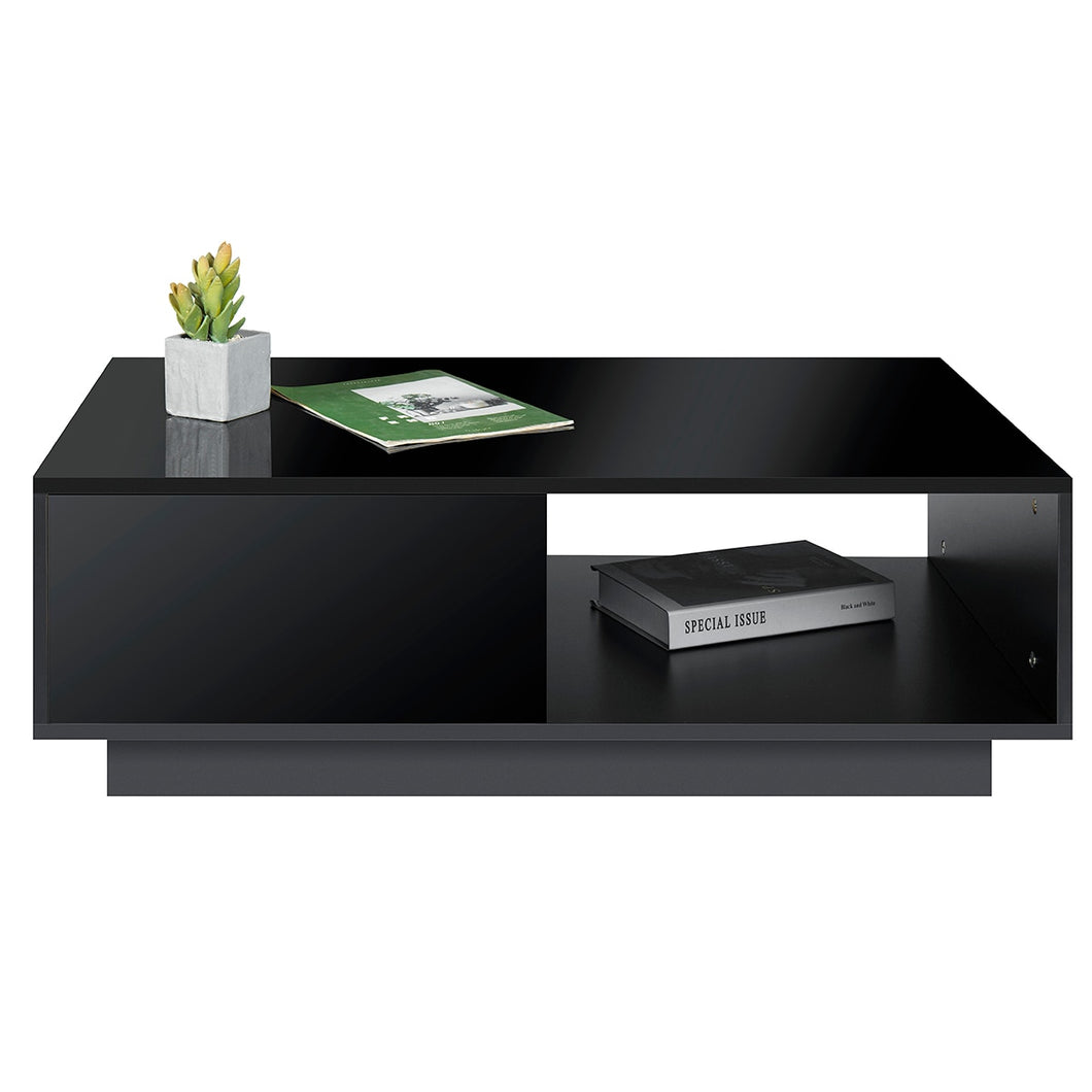 High Gloss Coffee Tables RGB LED End Table Nordic Modern Side Table Living Room Drawers Cabinet Storage Organizer Furniture