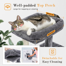 Load image into Gallery viewer, Cat Tree Luxury Cat Towers with Double Condos Spacious Perch Cat Hammock Fully Wrapped Scratching Sisal Post and Dangling Balls
