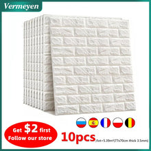 Load image into Gallery viewer, 10pcs 3D Wall Sticker Imitation Brick Bedroom Christmas Home Decoration Waterproof Self Adhesive Wallpaper For Living Room
