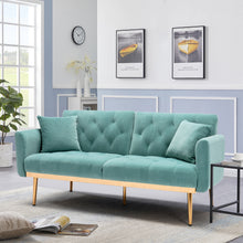 Load image into Gallery viewer, Accent Sofa, Mid Century Modern Velvet Fabric Couch,Convertible Futon Sofa Bed Recliner Couch with Gold Metal Feet
