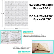 Load image into Gallery viewer, 10pcs 3D Wall Sticker Imitation Brick Bedroom Christmas Home Decoration Waterproof Self Adhesive Wallpaper For Living Room
