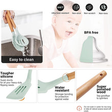 Load image into Gallery viewer, Silicone Kitchenware Cooking Utensils Set Non-stick Cookware Spatula Shovel Egg Beaters Wooden Handle
