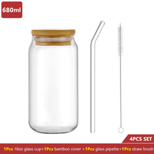 Load image into Gallery viewer, 550ml/680ml Glass Cup With Lid and Straw Transparent Bubble Tea Cup Juice Glass Beer Can Milk Mocha Cups
