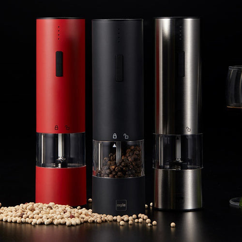 Electric LED Light Automatic Mill Pepper and Salt Grinder, Spice Grain Mills Porcelain Grinder - beebee2