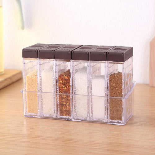 6pcs/set Kitchen Spice Jar Seasoning Box Spice Rack Spice Storage Bottle Jars Transparent - beebee2